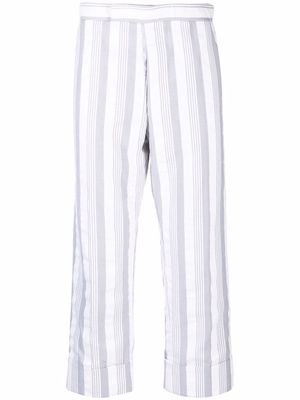 Thom Browne stripe seersucker drop-crotch trousers - Grey