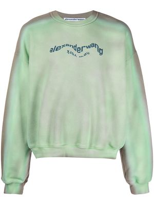 Alexander Wang acid wash logo-print sweatshirt - Green