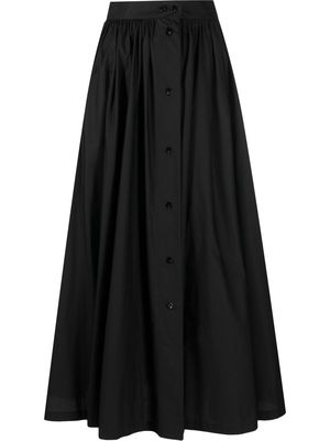 Patou flared button-front long skirt - Black