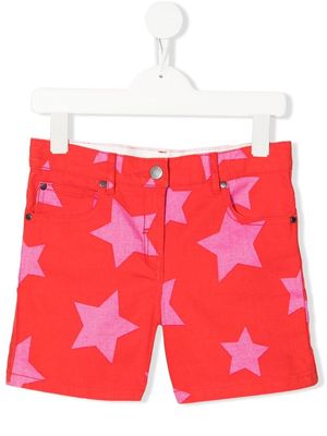 Stella McCartney Kids star-print denim shorts - Red