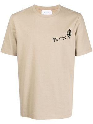 Ports V logo-print short-sleeved T-shirt - Brown