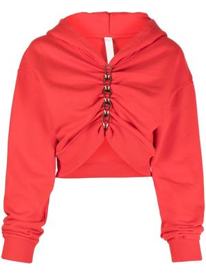 Dion Lee Chain Front cropped hoodie - Red