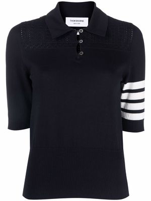 Thom Browne signature 4-Bar stripe polo shirt - Blue