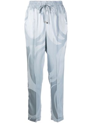 Kiton graphic print cropped trousers - Blue