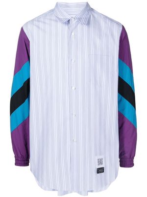 Fumito Ganryu contrast-sleeve striped shirt - Blue
