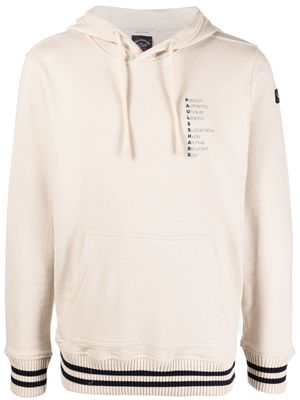 Paul & Shark logo-print cotton hoodie - Neutrals