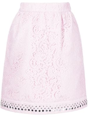 Nº21 lace-panel high-waisted skirt - Pink