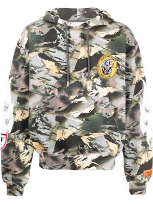 Heron Preston camouflage-print logo-patch hoodie - Grey