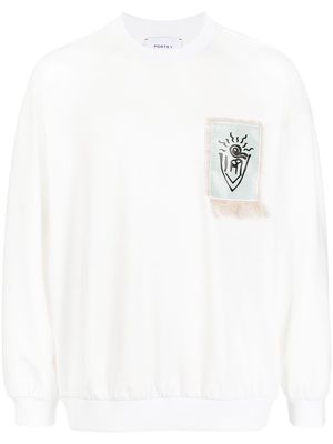 Ports V patch-detail crew neck sweatshirt - White