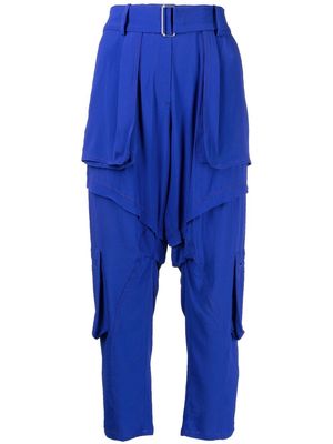Nº21 layered-effect cropped cargo trousers - Blue