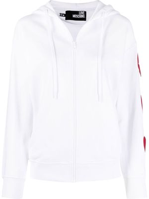 Love Moschino heart-patch cut-out zipped hoodie - White