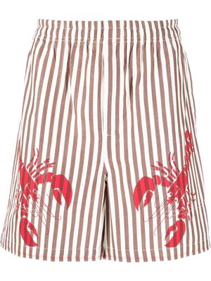 BODE lobster-print striped shorts - Neutrals