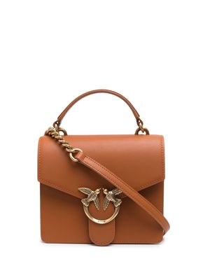 PINKO logo-plaque leather tote bag - Brown