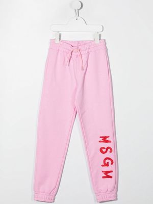 MSGM Kids logo-print tapered track pants - Pink