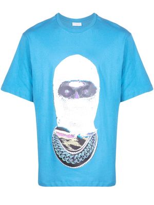 Ih Nom Uh Nit mask-print short sleeve T-shirt - Blue