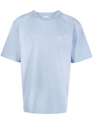 agnès b. logo-embroidered T-shirt - Blue