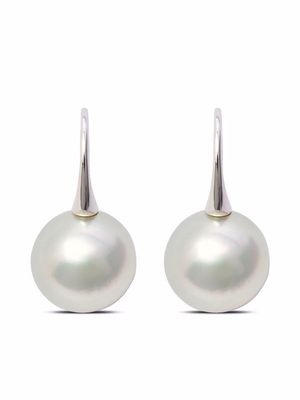 AUTORE 18kt white gold pearl round Shephard hook earrings - Silver