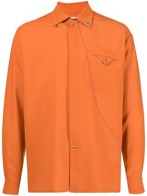 Ports V contrast-stitching long-sleeved shirt - Orange