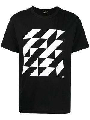 agnès b. geometric-print T-shirt - Black
