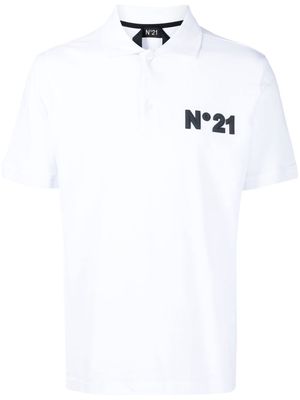 Nº21 logo-patch cotton polo shirt - White