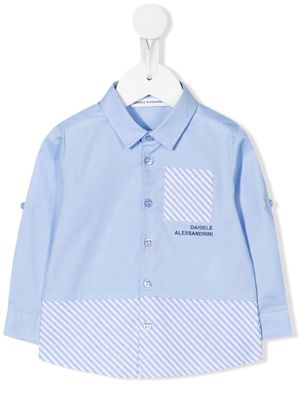 Daniele Alessandrini logo-print panelled shirt - Blue
