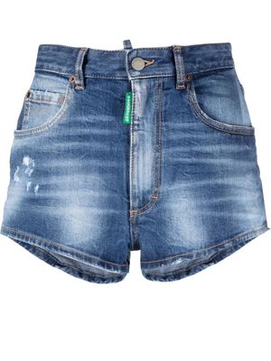 Dsquared2 distressed high-waisted denim shorts - Blue