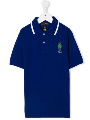 Ralph Lauren Kids Bear embroidered polo shirt - Blue
