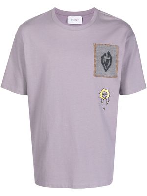 Ports V patch-detail short-sleeved T-shirt - Purple