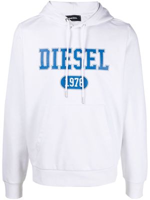 Diesel logo print drawstring hoodie - White