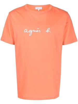 agnès b. logo-print T-shirt - Orange