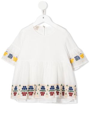 Caffe' D'orzo motif embroidered short-sleeve T-shirt - White