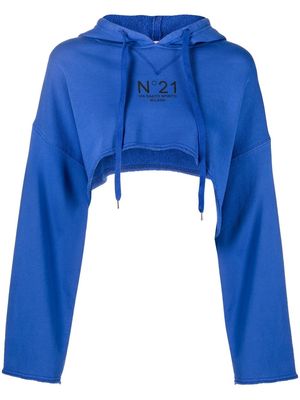 Nº21 logo-print cropped hoodie - Blue