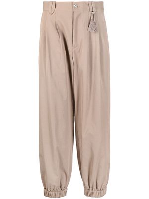 Ports V cropped pleated trousers - Brown