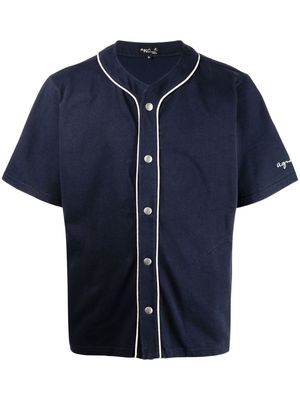 agnès b. logo-embroidered short-sleeved shirt - Blue