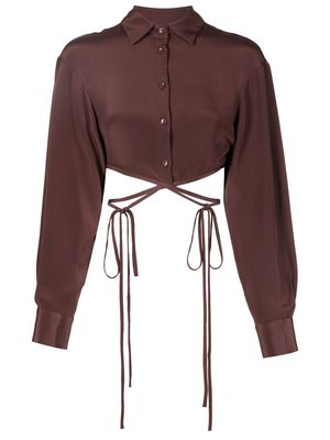 Christopher Esber tie-fastened cropped shirt - Brown