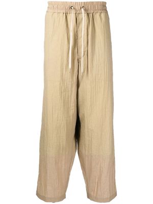 Fumito Ganryu wide leg cropped trousers - Brown