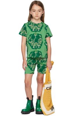 Mini Rodini Kids Green Flower T-Shirt