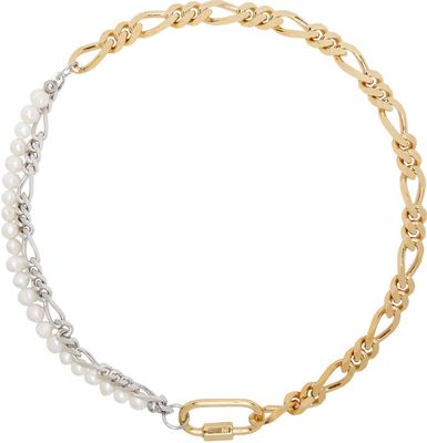IN GOLD WE TRUST PARIS Gold & Silver Pearl Figaro Necklace