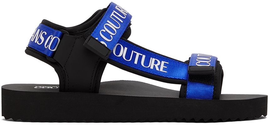 Versace Jeans Couture Black & Blue Fondo Strap Sandals