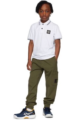 Stone Island Junior Kids White Logo Patch Polo