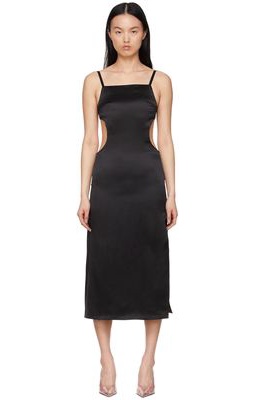 Rokh Black Silk Mid-Length Dress