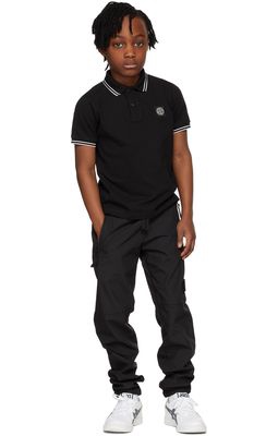 Stone Island Junior Kids Black Logo Patch Polo