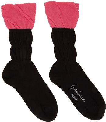 Yohji Yamamoto Black & Pink Gather Socks