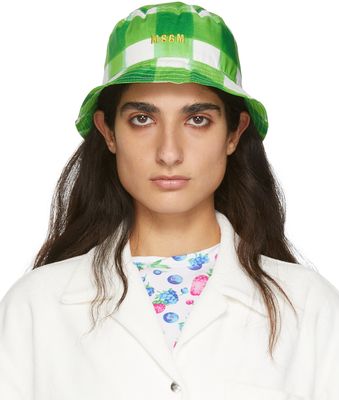 MSGM Green Plaid Bucket Hat