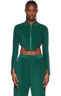 AMBUSH Green Cotton Zip-Up Sweater