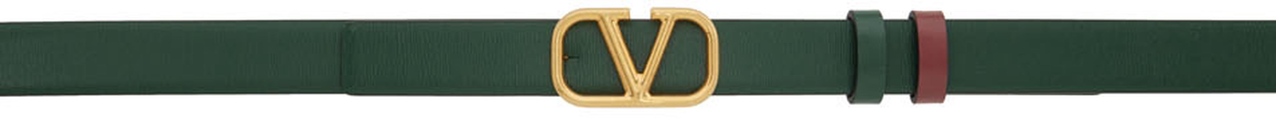 Valentino Garavani Reversible Green & Burgundy VLogo Signature Belt