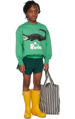 Mini Rodini Kids Green Houndstooth Shorts