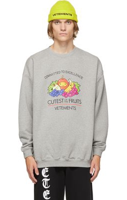 VETEMENTS Grey 'Cutest Of The Fruits' Sweatshirt