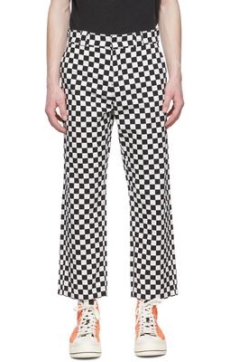 R13 Black & White Slouch Checker Trousers