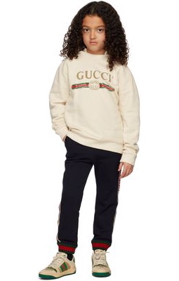 Gucci Kids Off-White Cotton Logo Hoodie